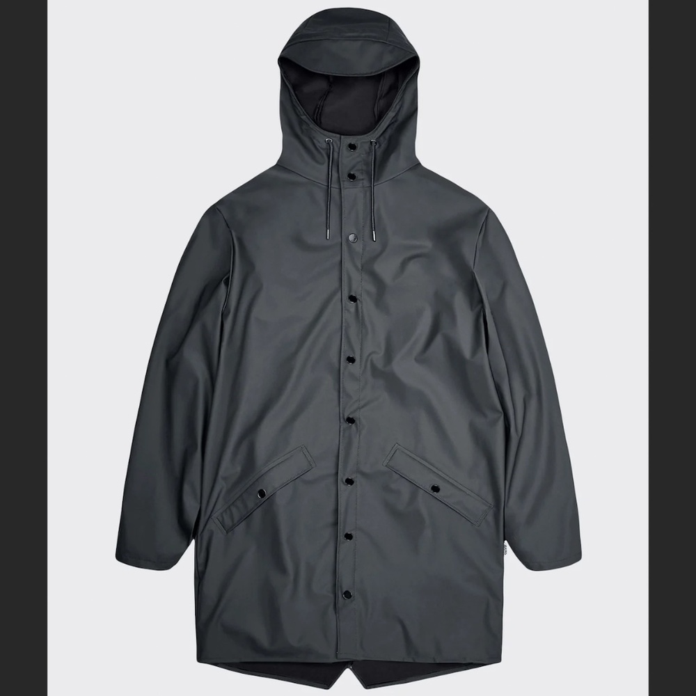 BNWT NEW RAINS Long Raincoat Jacket Coat Waterproof Slate UNISEX Sz X-SMALL